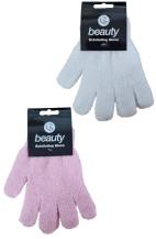 Obrázek k výrobku CS Beauty Exfoliační rukavice /Mycí rukavice - růžová , bílá 