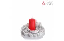 Obrázek k výrobku BARTEK CANDLES vánoční svícen  šedý 140mm , svíčka červená 40x70 mm