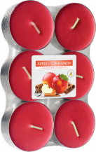 Obrázek k výrobku Bispol  vonné čajové svíčky Apple - Cinnamon 6 ks-velké 38g - Jablko a skořice 