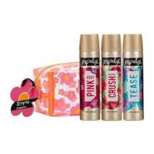 Obrázek k výrobku Dárková sada obsahuje tři deodoranty různých vůní a kosmetickou taštičku s květinami. 
