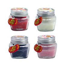 Obrázek k výrobku Jelly Belly vonná svíčka ve skle mini 8h Mix 4x3 ks - Island Punch, Very Cherry, French Vanilla & Tutti-Fruitti
